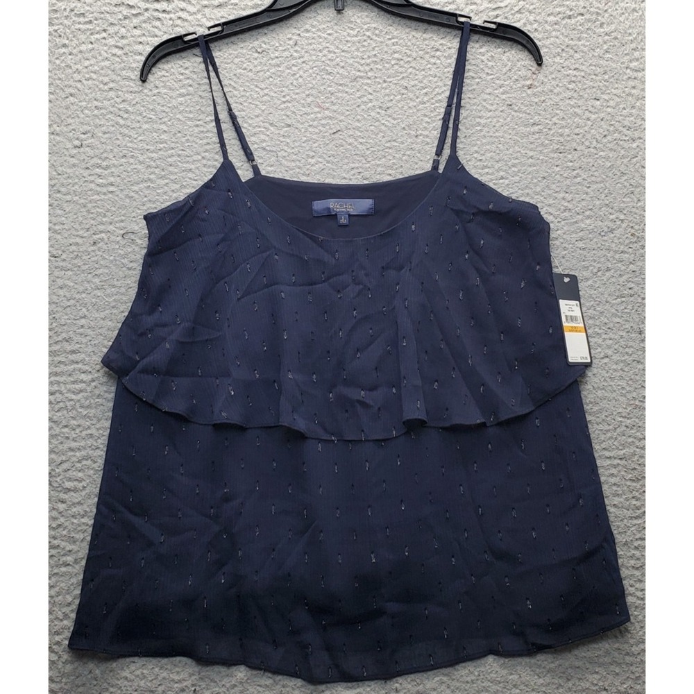 Rachel Roy Camisole Top Womens Small Blue Austen Tiered Layered Spaghetti Straps